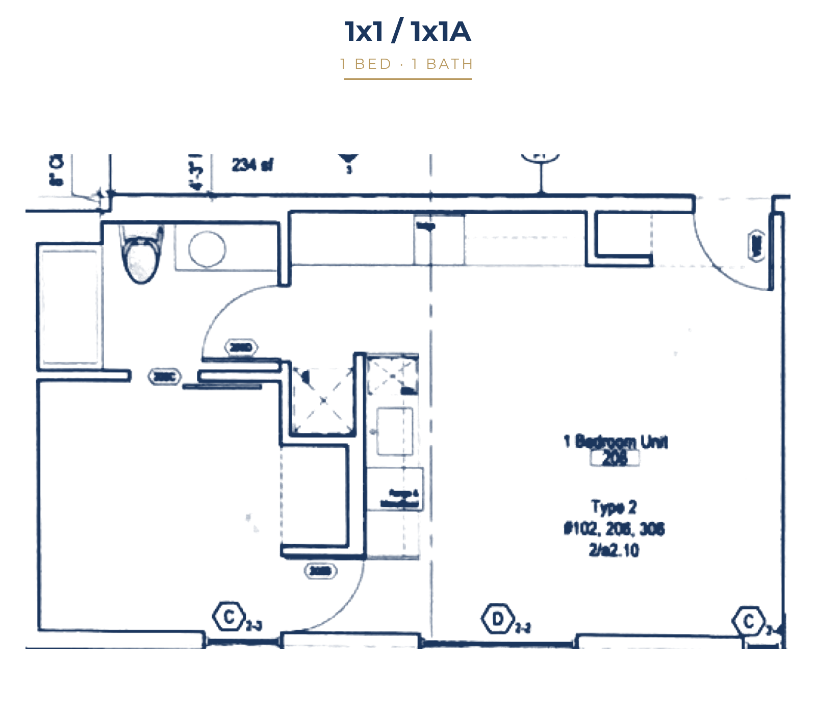 1x1 floor plan