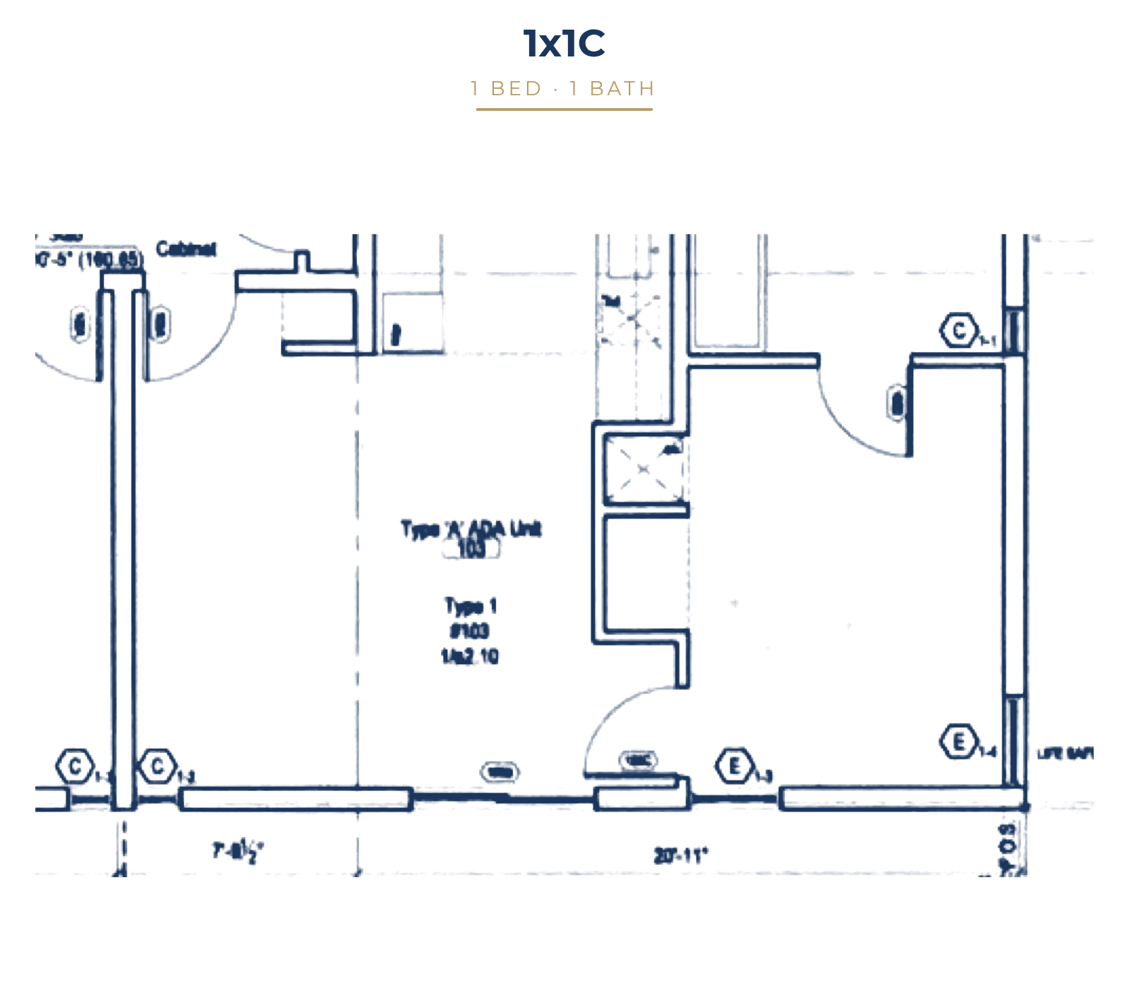 1x1C floor plan