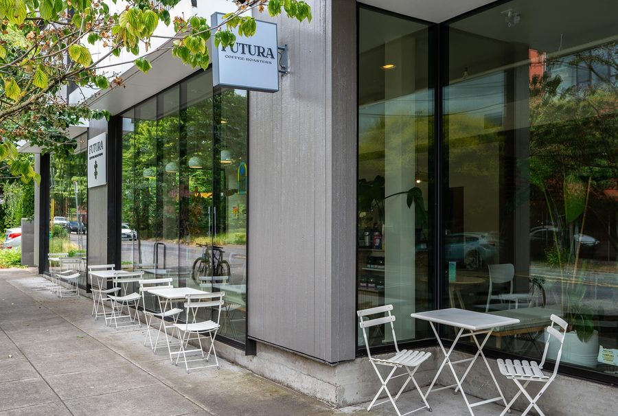 Cafes at street level